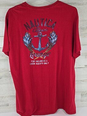 NAUTICA "The Captain's Lounge" Men's SIZE XXL Red Short Sleeve T-Shirt COTTON...